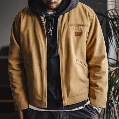 Men's Canvas Retro Jacket with Adjustable Cuffs