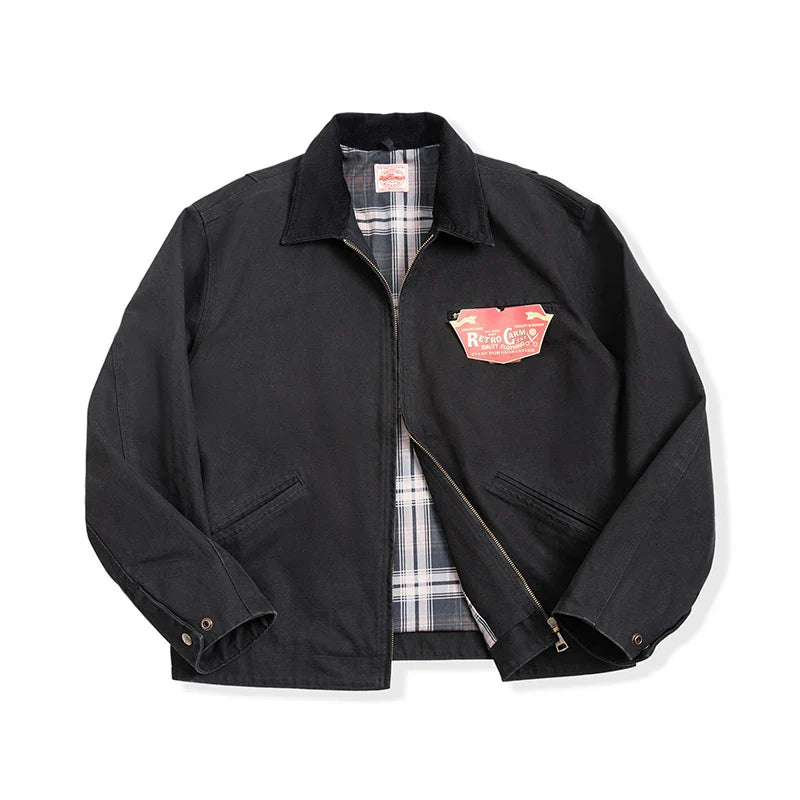 Men's Canvas Retro Jacket with Adjustable Cuffs
