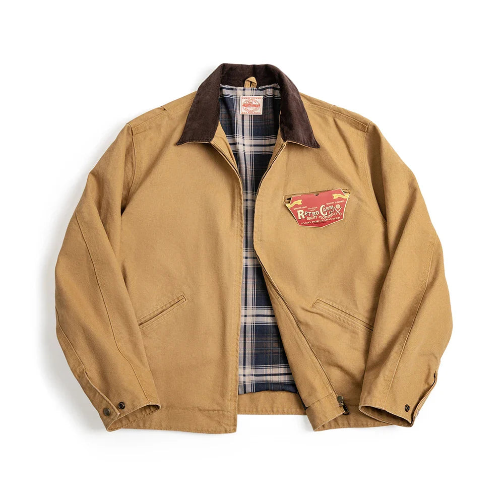 Men's Canvas Retro Jacket with Adjustable Cuffs