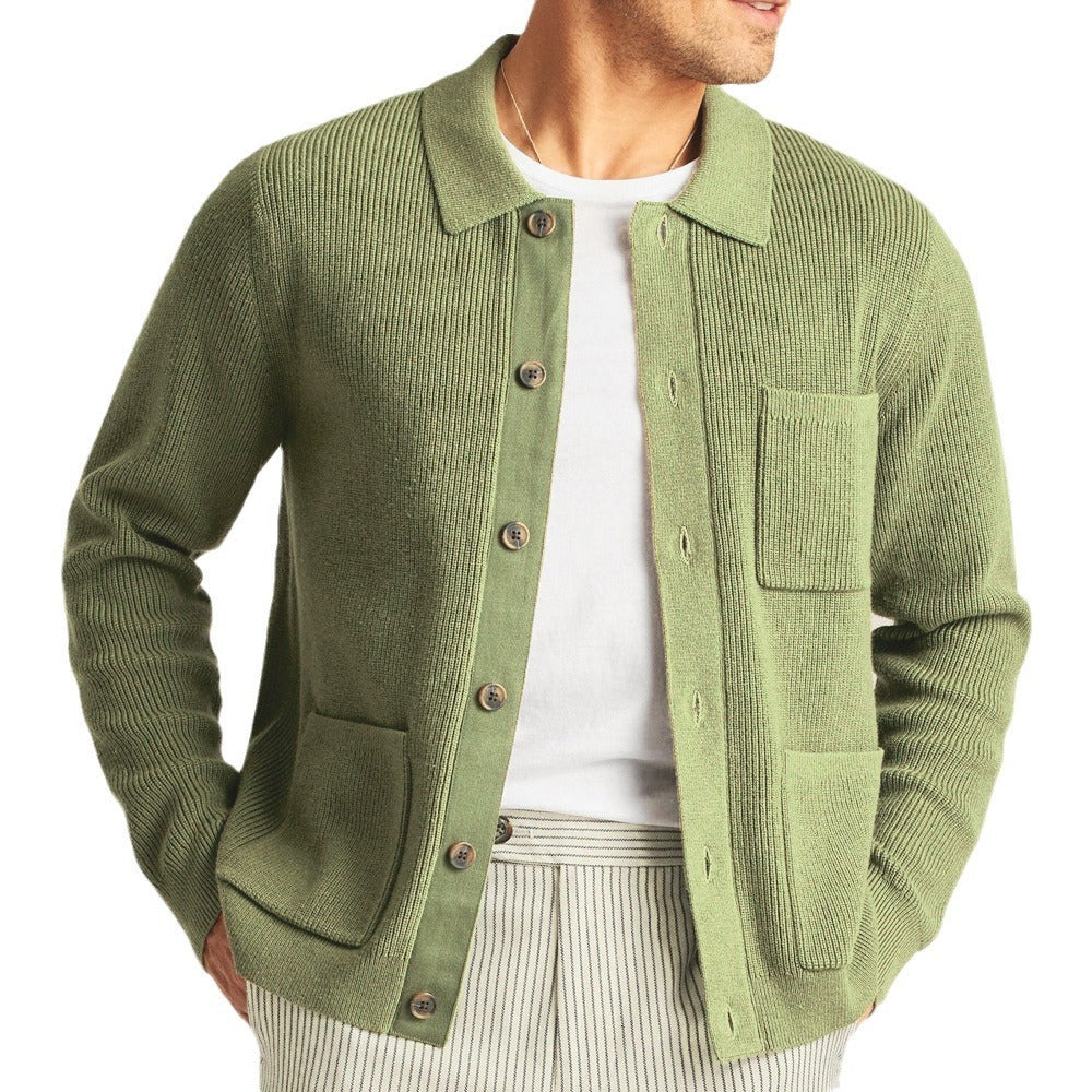 Men's Cardigan with Shirt Collar - Lightweight & Stylish