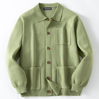 Men's Cardigan with Shirt Collar - Lightweight & Stylish