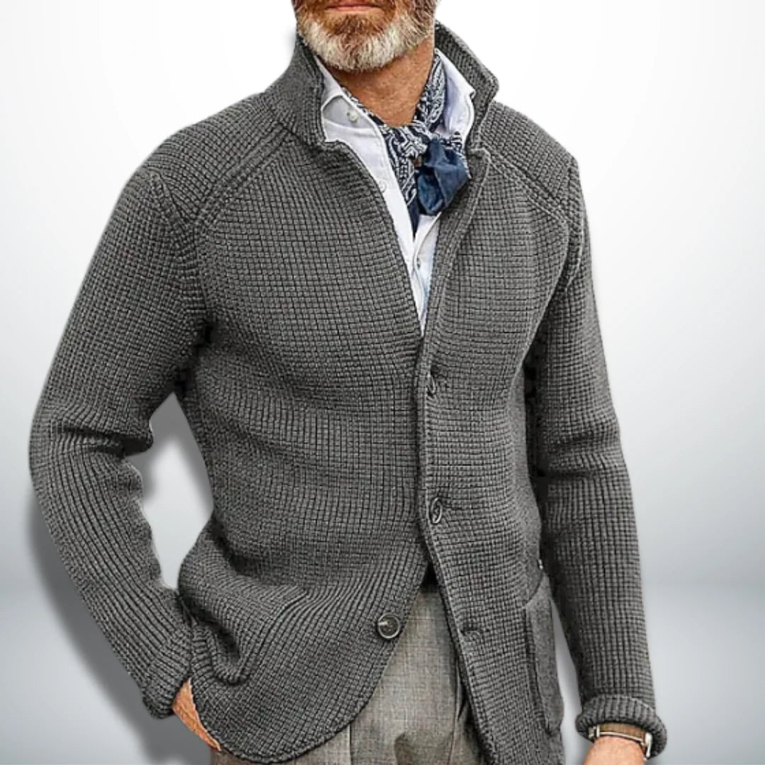 Men's Cardigan with Stand-Up Collar for Modern Style