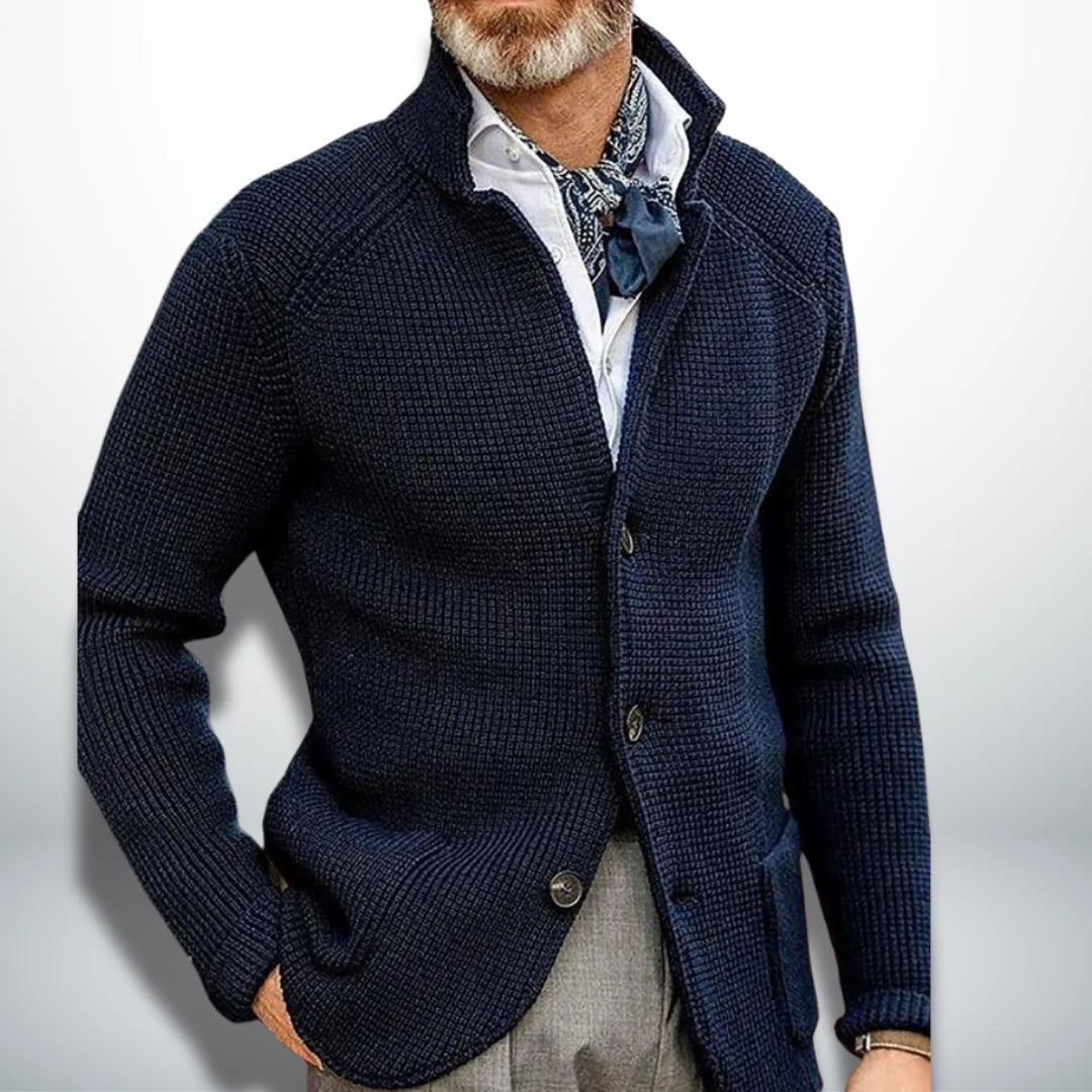 Men's Cardigan with Stand-Up Collar for Modern Style