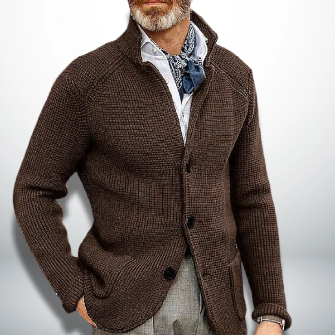Men's Cardigan with Stand-Up Collar for Modern Style