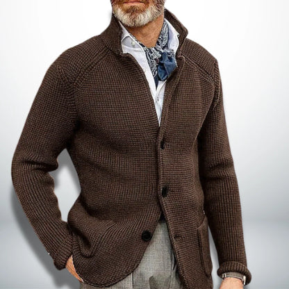 Men's Cardigan with Stand-Up Collar for Modern Style