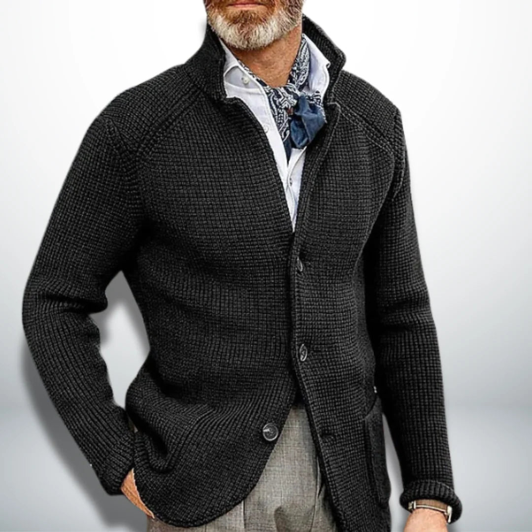 Men's Cardigan with Stand-Up Collar for Modern Style