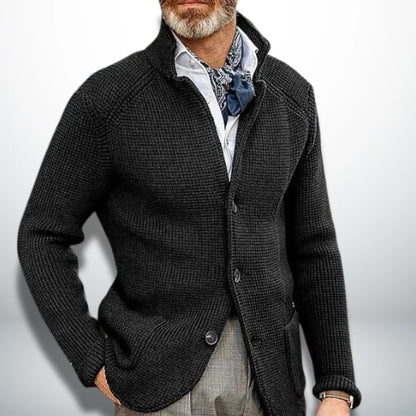 Men's Cardigan with Stand-Up Collar for Modern Style