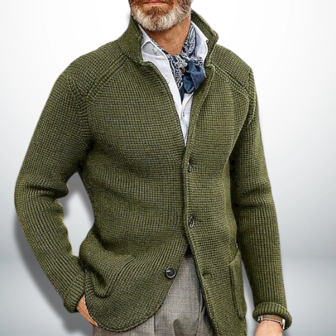 Men's Cardigan with Stand-Up Collar for Modern Style