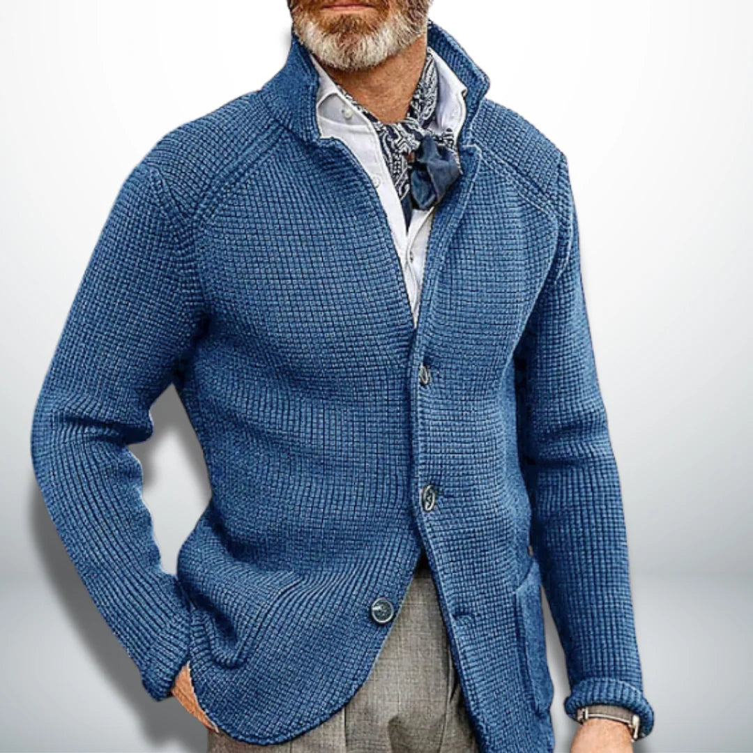Men's Cardigan with Stand-Up Collar for Modern Style