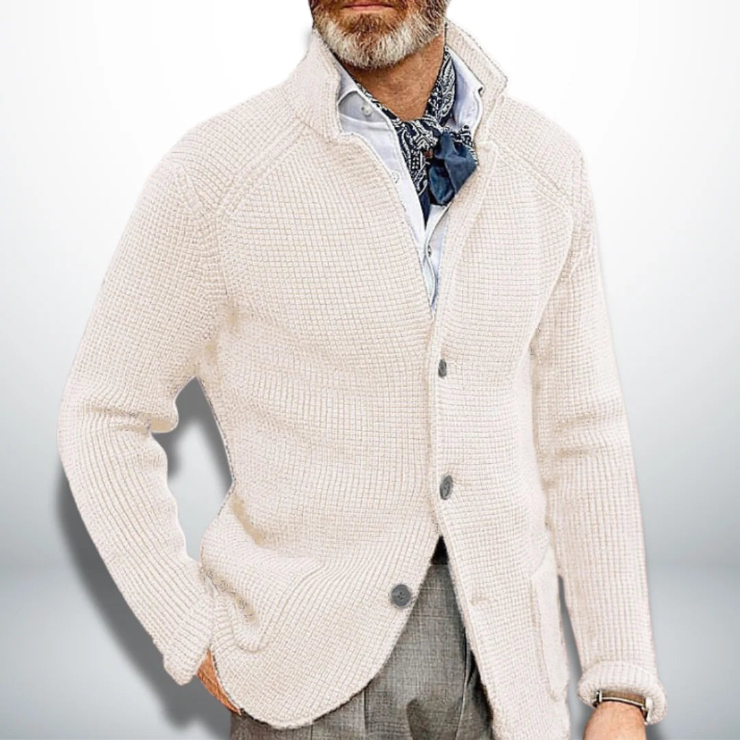 Men's Cardigan with Stand-Up Collar for Modern Style