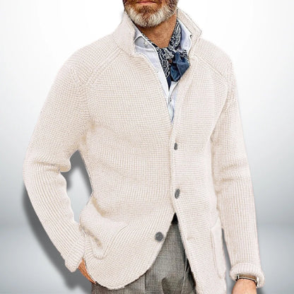 Men's Cardigan with Stand-Up Collar for Modern Style