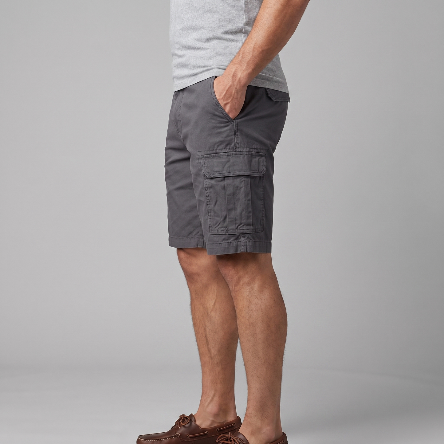 Men's Cargo Relaxed Fit Shorts with Multi-Pocket Design