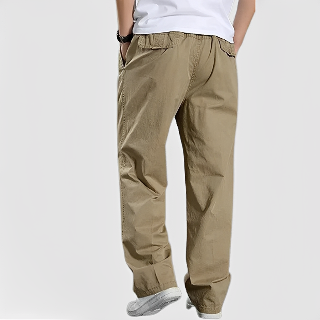 Men's Cargo Trousers with Elastic Waistband and Pockets