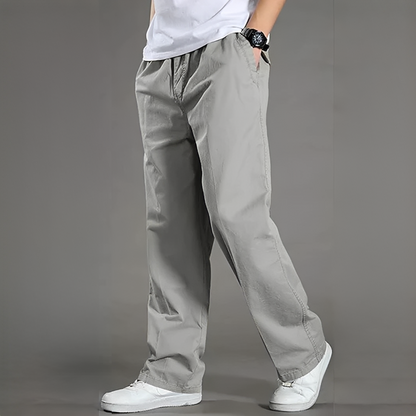 Men's Cargo Trousers with Elastic Waistband and Pockets