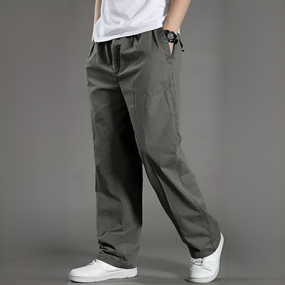 Men's Cargo Trousers with Elastic Waistband and Pockets