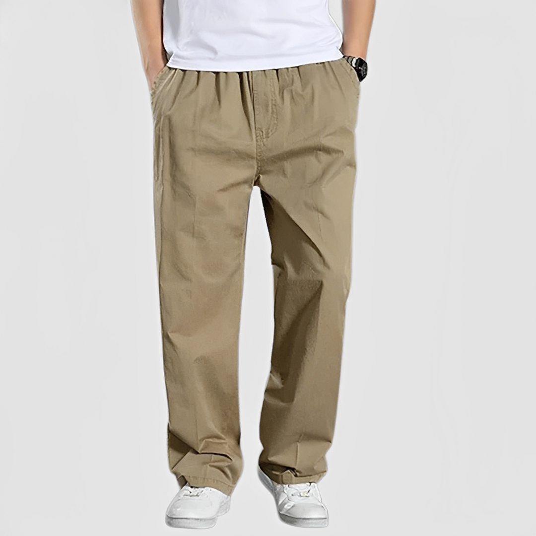 Men's Cargo Trousers with Elastic Waistband and Pockets