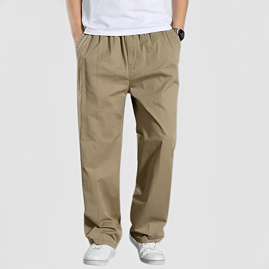 Men's Cargo Trousers with Elastic Waistband and Pockets