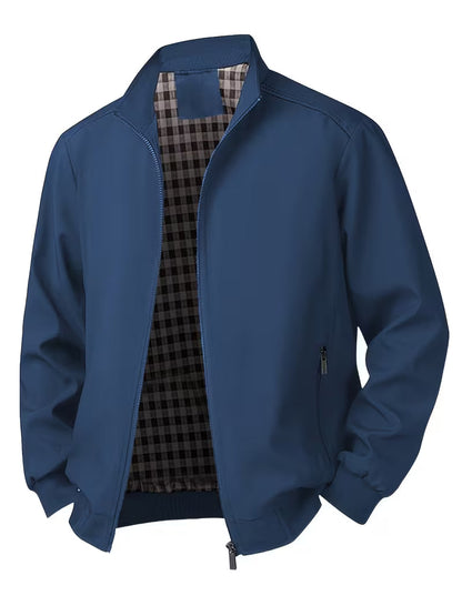Men's Casual Bomber Jacket with Upright Collar