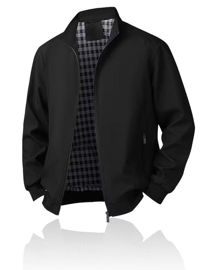 Men's Casual Bomber Jacket with Upright Collar