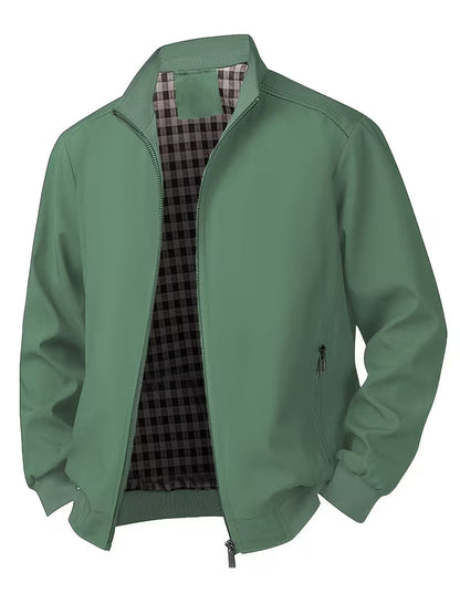 Men's Casual Bomber Jacket with Upright Collar