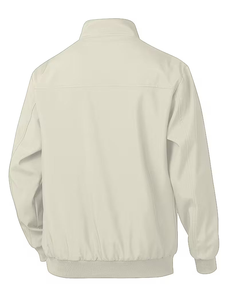 Men's Casual Bomber Jacket with Upright Collar