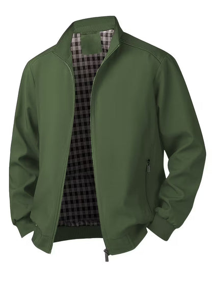 Men's Casual Bomber Jacket with Upright Collar