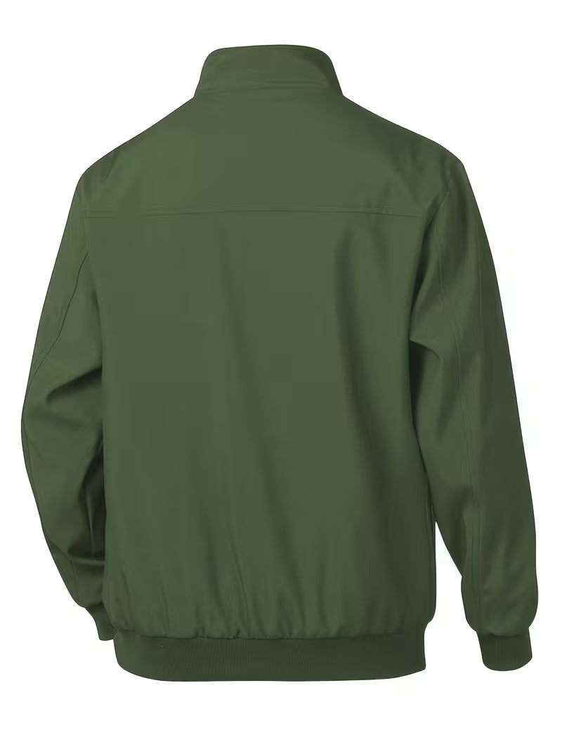 Men's Casual Bomber Jacket with Upright Collar