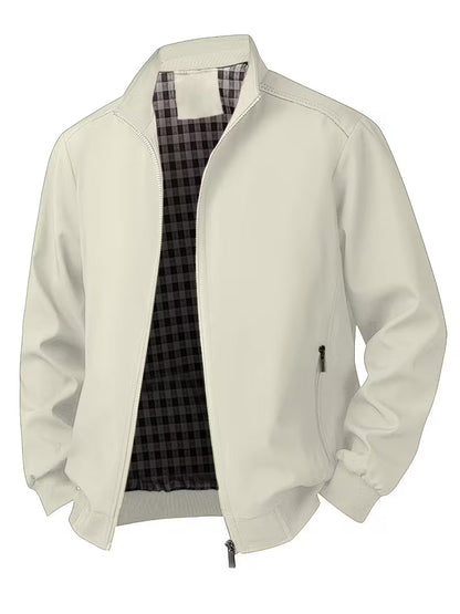 Men's Casual Bomber Jacket with Upright Collar
