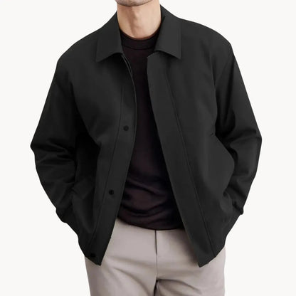 Men's Casual Button-Up Jacket with Elastic Hem