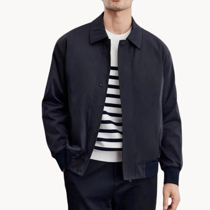 Men's Casual Button-Up Jacket with Elastic Hem