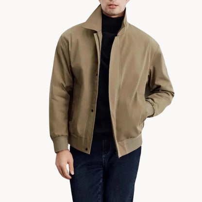 Men's Casual Button-Up Jacket with Elastic Hem
