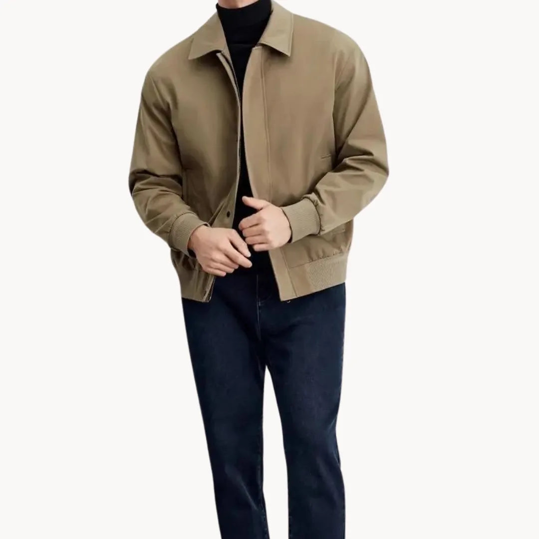Men's Casual Button-Up Jacket with Elastic Hem