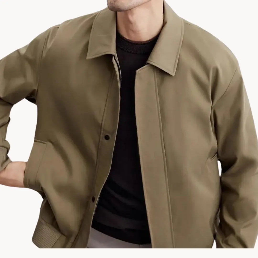 Men's Casual Button-Up Jacket with Elastic Hem