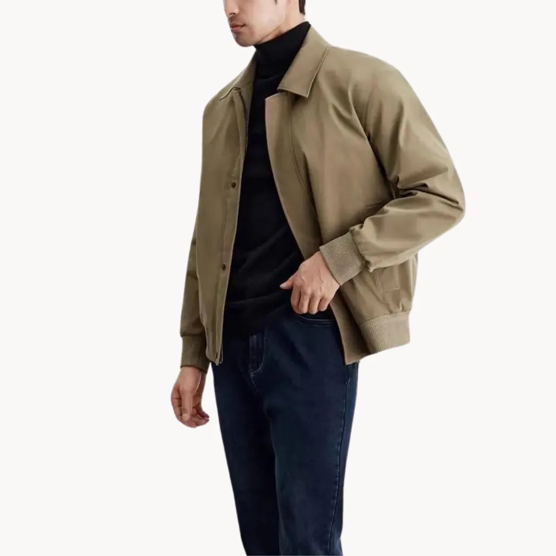 Men's Casual Button-Up Jacket with Elastic Hem