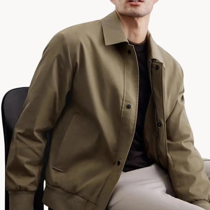 Men's Casual Button-Up Jacket with Elastic Hem