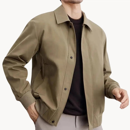 Men's Casual Button-Up Jacket with Elastic Hem