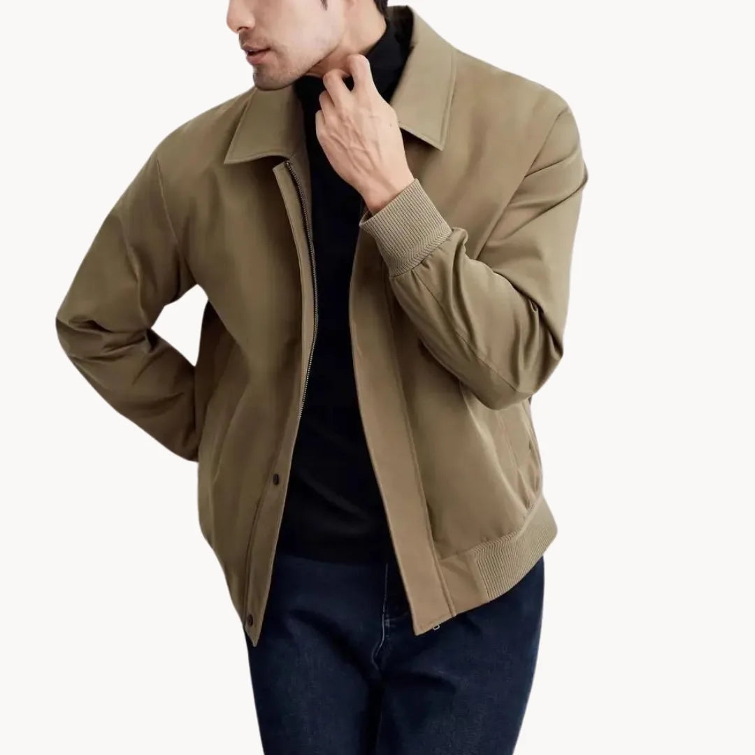 Men's Casual Button-Up Jacket with Elastic Hem