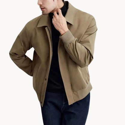 Men's Casual Button-Up Jacket with Elastic Hem