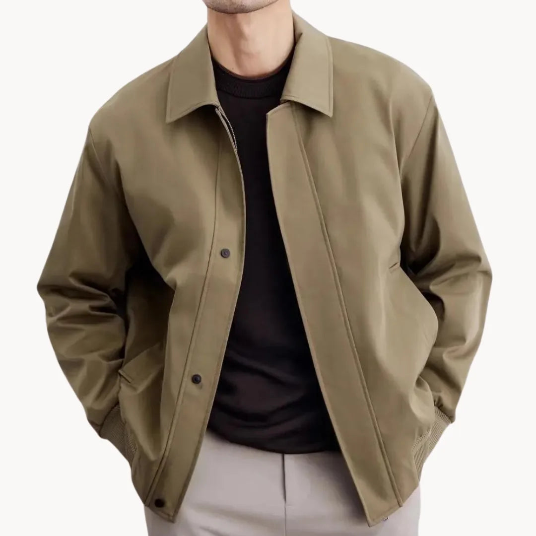 Men's Casual Button-Up Jacket with Elastic Hem