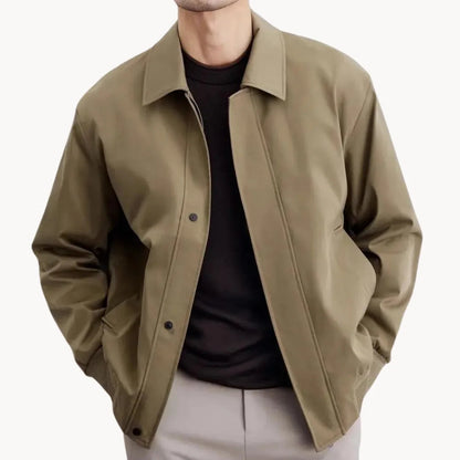 Men's Casual Button-Up Jacket with Elastic Hem