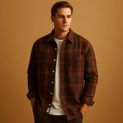 Men's Casual Checked Shirt with Button Closure
