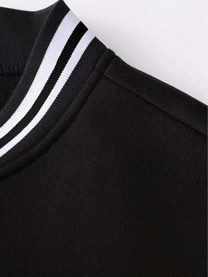 Men's Casual Color-Block Jacket with Baseball Collar