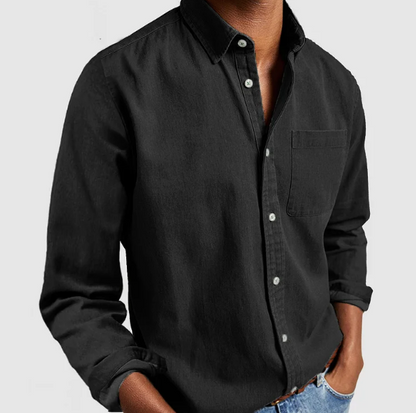 Men's Casual Denim Button-Down Shirt