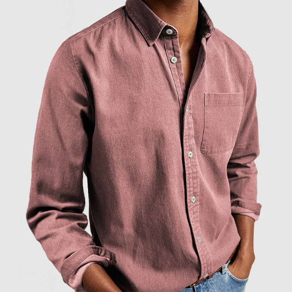 Men's Casual Denim Button-Down Shirt
