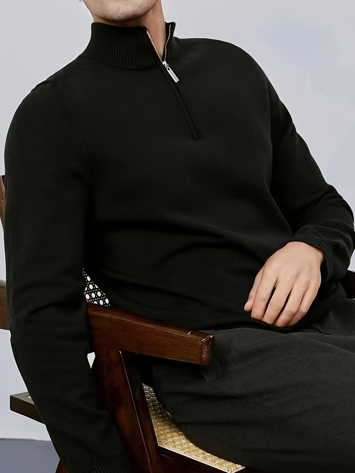 Men's Casual Half-Zip Turtleneck Sweater