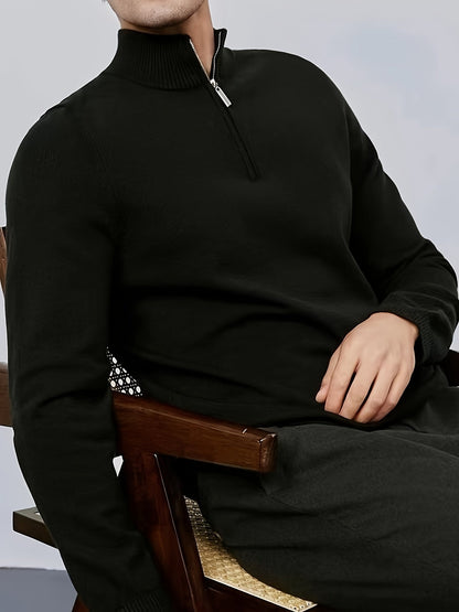 Men's Casual Half-Zip Turtleneck Sweater