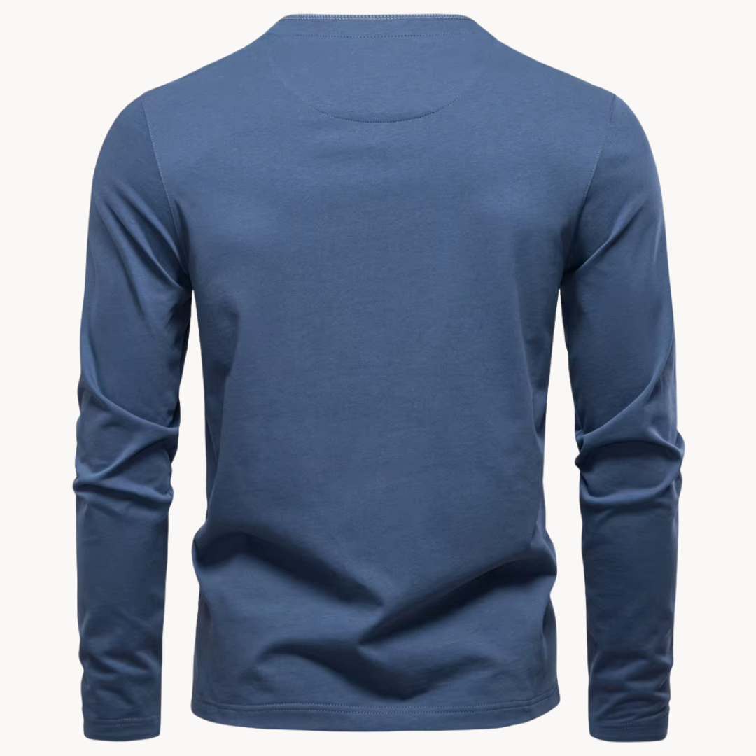 Men's Casual Henley Shirt with Button Neckline