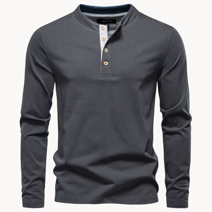 Men's Casual Henley Shirt with Button Neckline