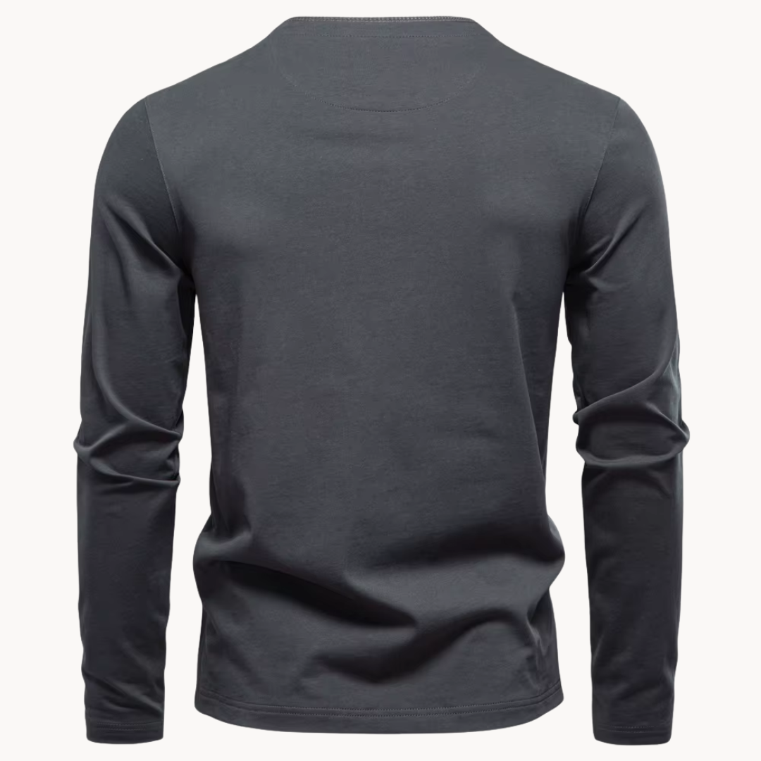 Men's Casual Henley Shirt with Button Neckline