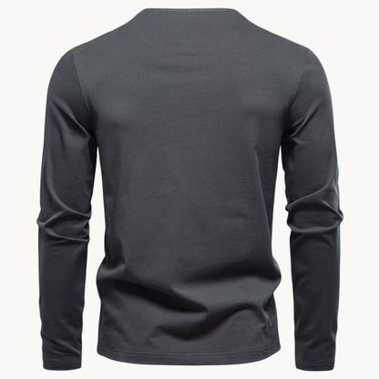 Men's Casual Henley Shirt with Button Neckline